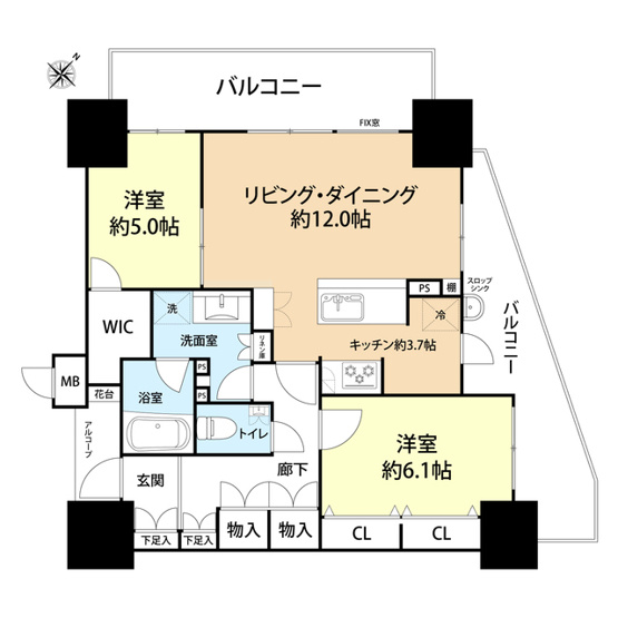 【間取り】 | ウェリスサンリヤン薬院 1504号