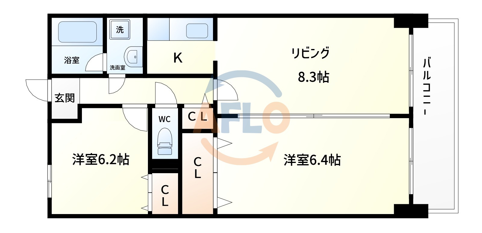 フラット野田Ⅱ 野田小学校の間取り|フラット野田Ⅱ　間取り