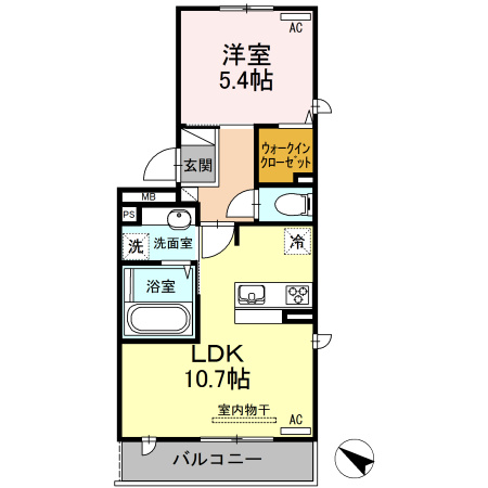熊本市東区御領８丁目のアパートの間取り