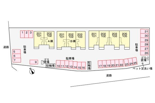 プリムローズ田窪Ｂの駐車場