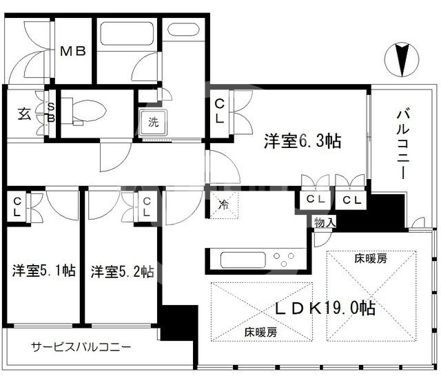 グランドメゾン新梅田タワー　大淀小学校区の間取り|グランドメゾン新梅田タワー　開放感のある間取り