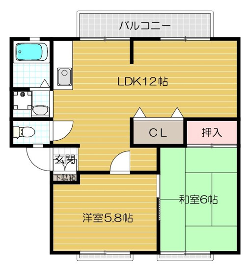 【間取り】 | ハイツカトレア　B
