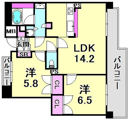 パークハイム神戸熊内町の間取り