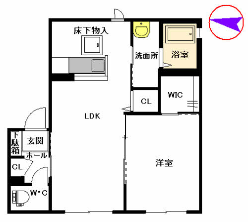 熊本市中央区本荘５丁目のアパートの間取り