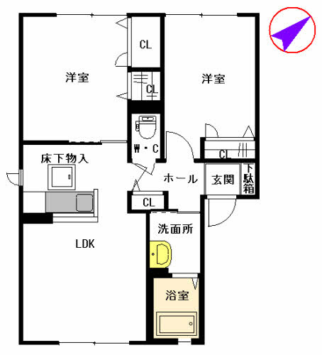 熊本市東区八反田３丁目のアパートの間取り