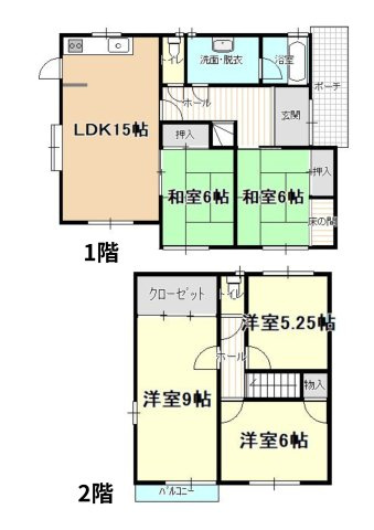 盛岡市小鳥沢一丁目　中古住宅の間取り