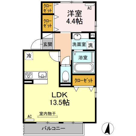 熊本市西区池亀町のアパートの間取り