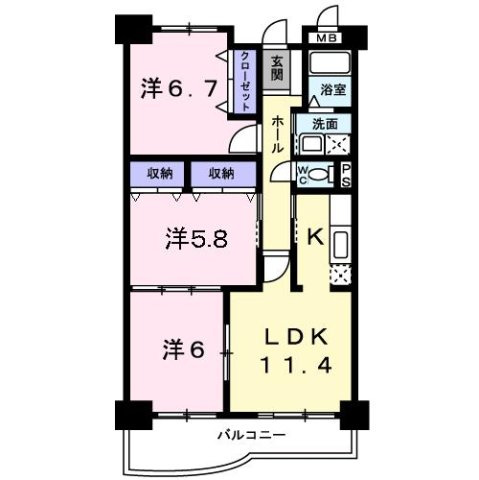 アンソレイエ湊の間取り