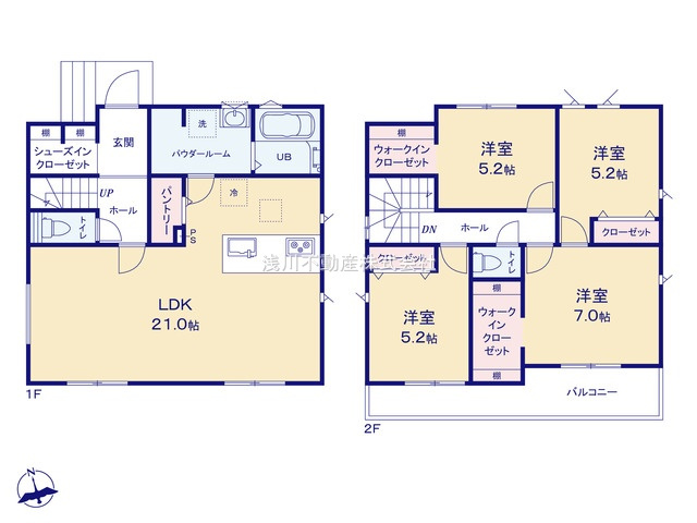 八王子市　上柚木　新築一戸建て　３期の間取り|～南向き4LDK　開放感のあるワンフロアリビング、収納豊富な間取り～