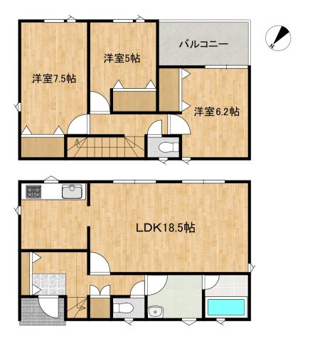 八戸市下長1丁目 第9-5号棟の間取り
