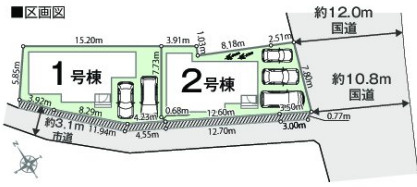 【同施工物件ご案内可能】東海市養父町南堀畑　全2棟の区画図