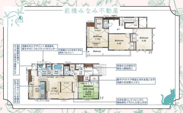 【新築】前橋市女屋町　５号棟(全５棟)　ブルーミングガーデン　新築建売分譲の間取り