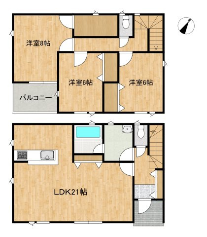 八戸市下長1丁目 第9-1号棟の間取り
