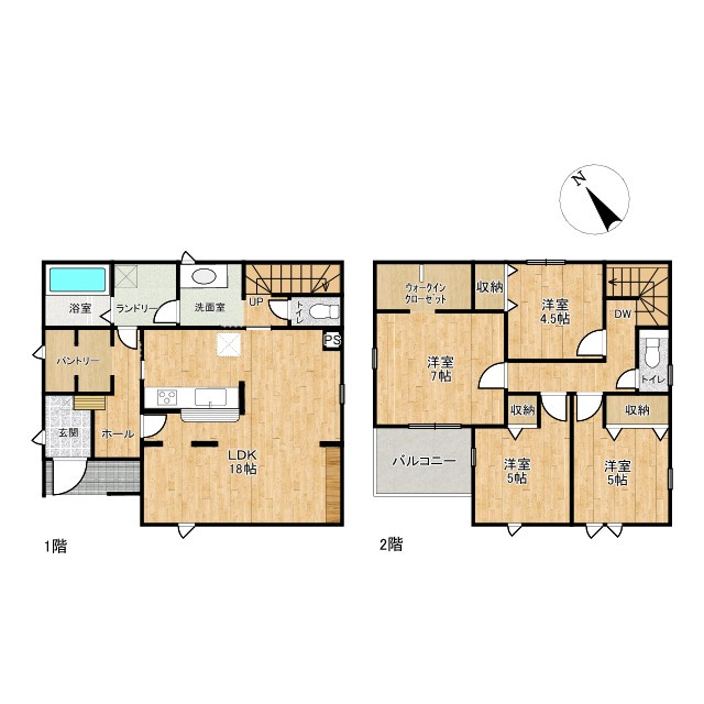 リーブルガーデン枚方市南船橋1丁目の間取り|4LDＫ＋WIC、価格4880万円、土地面積126.79㎡、建物面積110.13㎡
