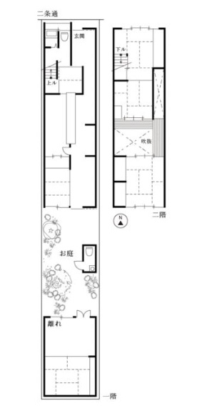 二条通面す事業用貸京町家の間取り