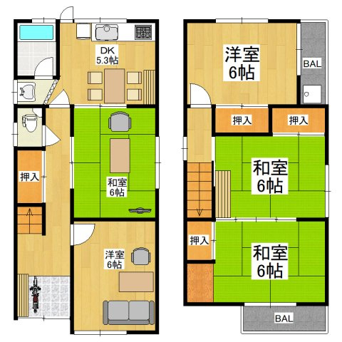 【間取り】 | 堺市中区土師町貸家