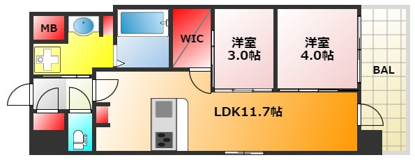 アーバネックス新町Ⅰの間取り|現状有姿