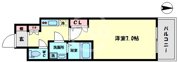 エスリード難波SOUTHの間取り|エスリード難波サウス　広々とした間取