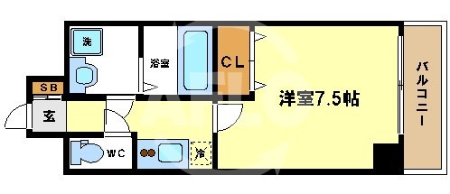 W.O.B.UMEDAの間取り|W.O.B UMEDA　開放感のある間取り