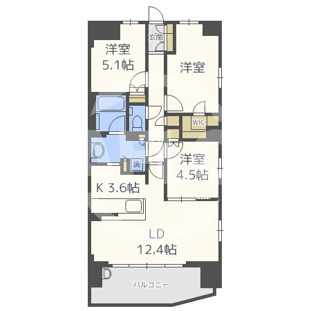 S-FORT大阪同心　堀川小学校区の間取り|S-FORT大阪同心　開放感のある間取り