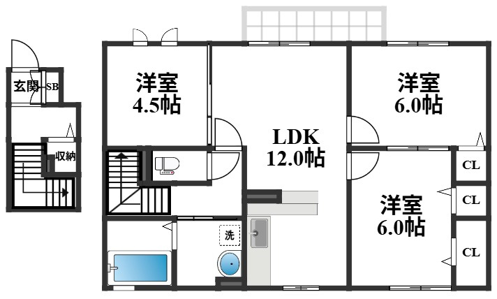 コージーコート法善寺の間取り