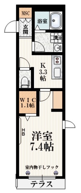 ロシュブランの間取り|★角部屋♪ウォークイン収納とデスクカウンター付き★