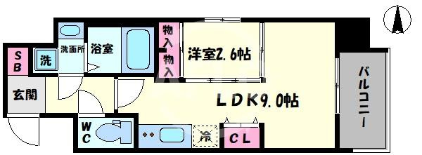 ファーストフィオーレ心斎橋イーストⅡの間取り|ファーストフィオーレ心斎橋イーストII　　開放感ある間取り
