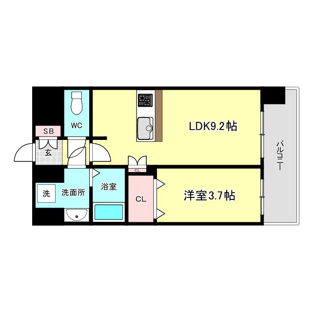 大阪市福島区海老江８丁目の賃貸マンションの間取り