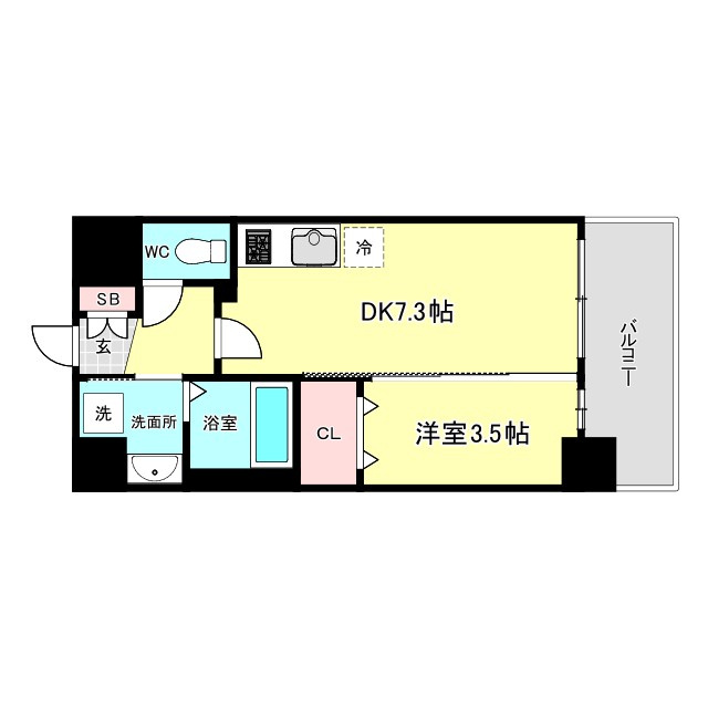 大阪市福島区海老江８丁目の賃貸マンションの間取り