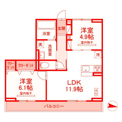 平塚市宮の前のアパートの間取り