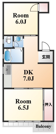 神戸市中央区日暮通５丁目の賃貸マンションの間取り