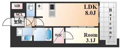 神戸市灘区水道筋３丁目の賃貸マンションの間取り