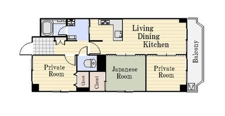 神戸市東灘区御影山手６丁目の賃貸マンションの間取り