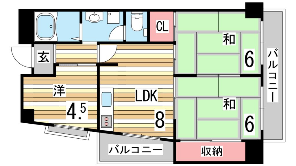 神戸市東灘区深江北町１丁目の賃貸マンションの間取り