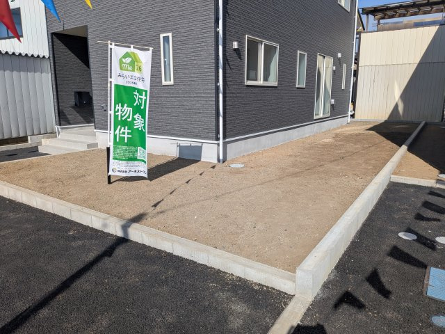 小美玉市羽刈　第3　新築戸建て　1号棟の庭|日当たりや広さを現地で体感してください。理想のガーデニングや家庭菜園を始めてみませんか。