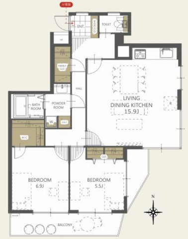 サンシャイン志木の間取り|2LDK 専有面積68.01m2 バルコニー面積7.10m2