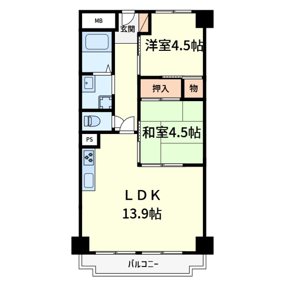 【間取り】 | シャルマンコーポ摂津富田