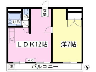 47.4平米　全戸角部屋設計の１ＬＤＫ！