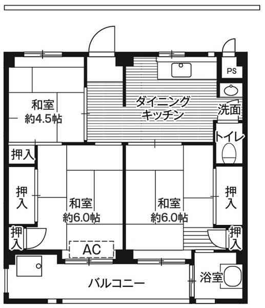ビレッジハウス愛生1号棟の間取り