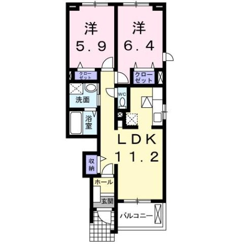 プラシード江津Ｂの間取り