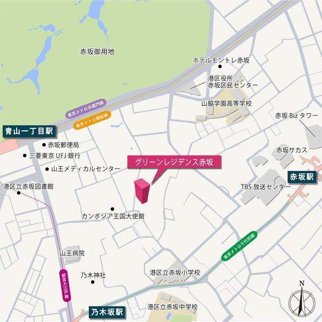 グリーンレジデンス赤坂の地図