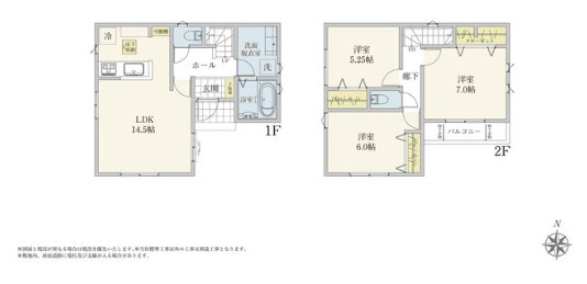 入間市東藤沢6丁目1期　全1棟　新築戸建　リナージュの間取り