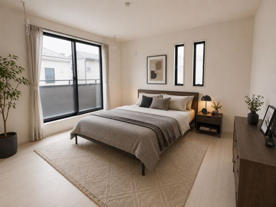 【洋室】 | ☆☆新築分譲　郷ケ丘２丁目第10H　長期優良住宅　全３棟！！現地・モデルハウスご案内いたします♪　 | ２階洋室3～4部屋
※実際に現地に家具はおかれておりません。また価格に家具は含まれておりません。(作成CG)