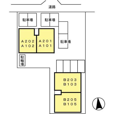 熊本市南区刈草３丁目のアパートの区画図
