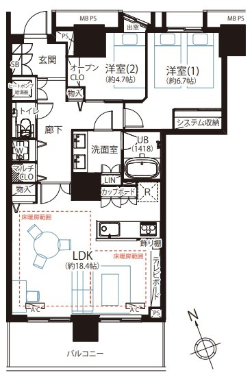 【間取り】 | プラウドタワー東雲キャナルコート