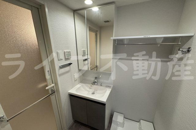 レオンヴァリエ長堀通の独立洗面台|独立洗面台、小物を置くことができて便利です