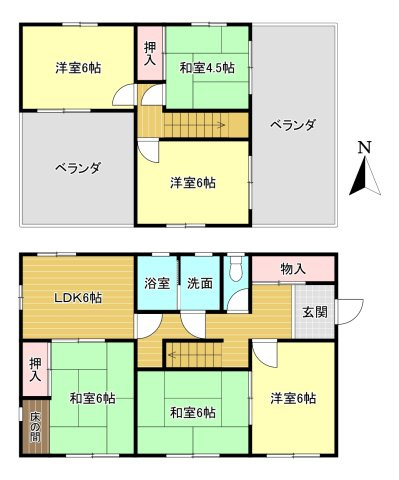 橿原市中曽司町の間取り|6LDK　土地面積:202.40ｍ2　建物面積:106.81ｍ2