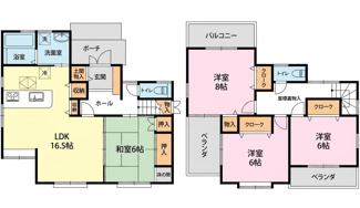 【間取り】 | 矢野西7丁目　駐車2台可　オール電化の快適4LDK