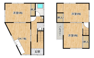【間取り】 | 広島市安芸区中野東5丁目　賃収戸建