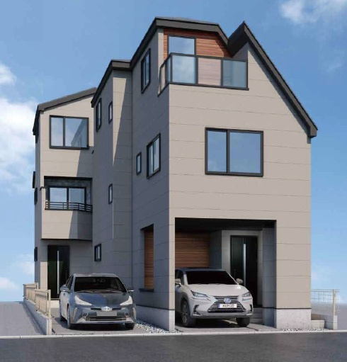 葛飾区亀有4丁目　新築戸建て　1号棟/全2棟の外観パース